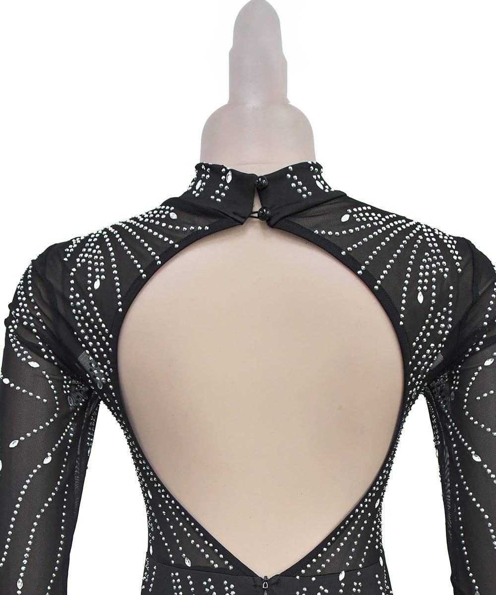 Black Glittering Sequin Backless Jumpsuit for wholesale on Faire6