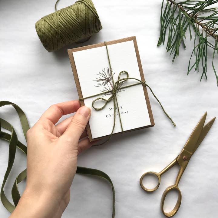 Annie Brougham Paper Goods. - Wholesale Christmas Card - Botanical Woodland Foliage Mini Christmas Card