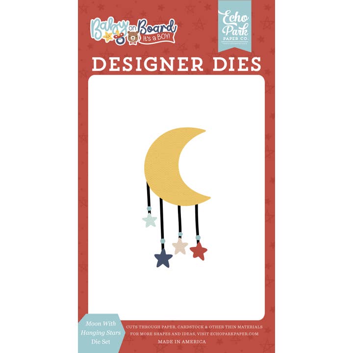 Baby On Board - Boy: Moon With Hanging Stars Small Die Set for wholesale by Echo Park Paper Co.