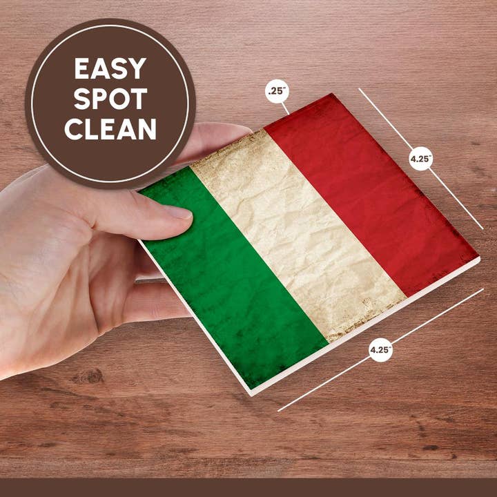 3dRose - Wholesale Coasters - 3dRose, Italian Flag Old Look Trendy Work , Coaster6