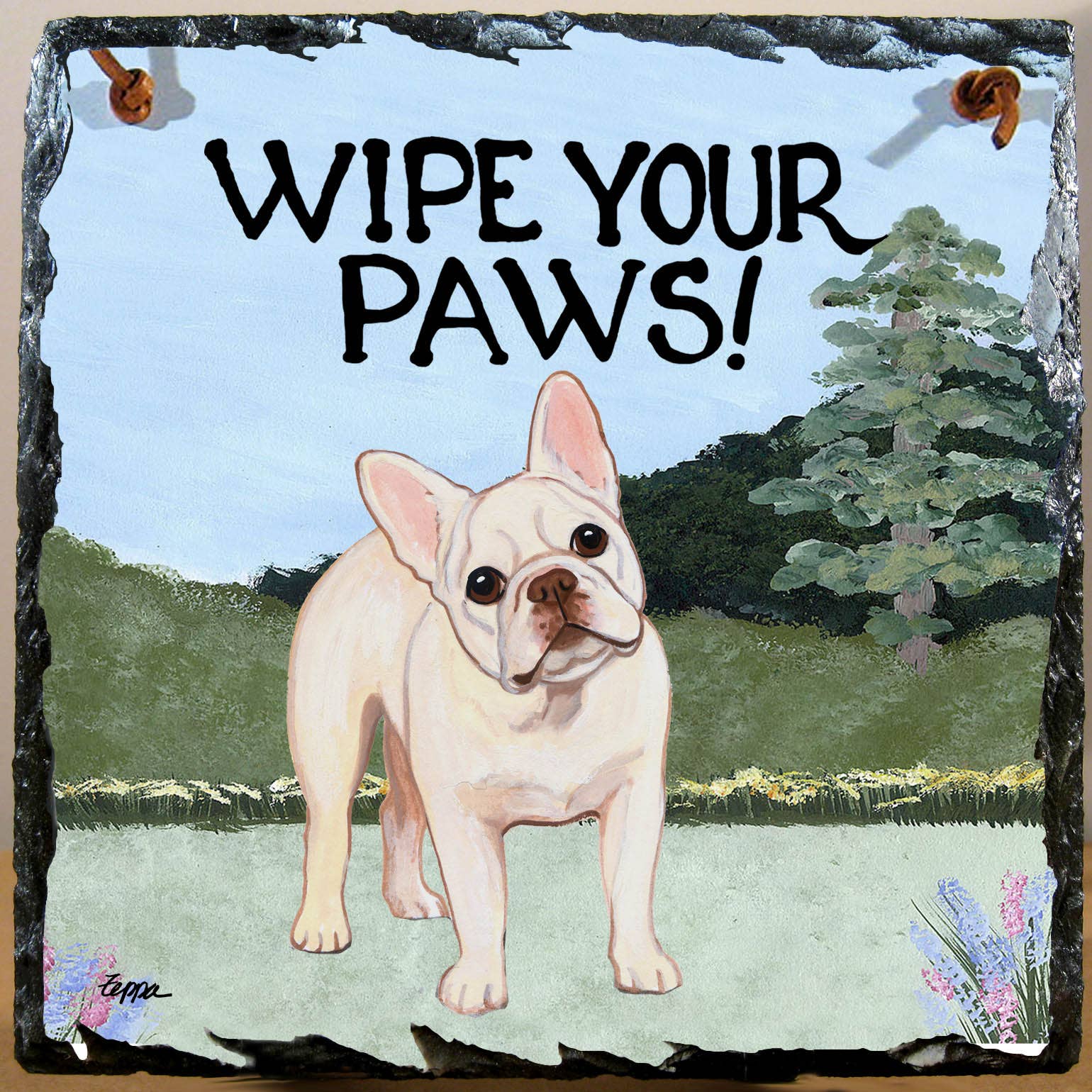 Zeppa Studios - Wholesale Sign - French Bulldog Crime Hanging Slate Tile0