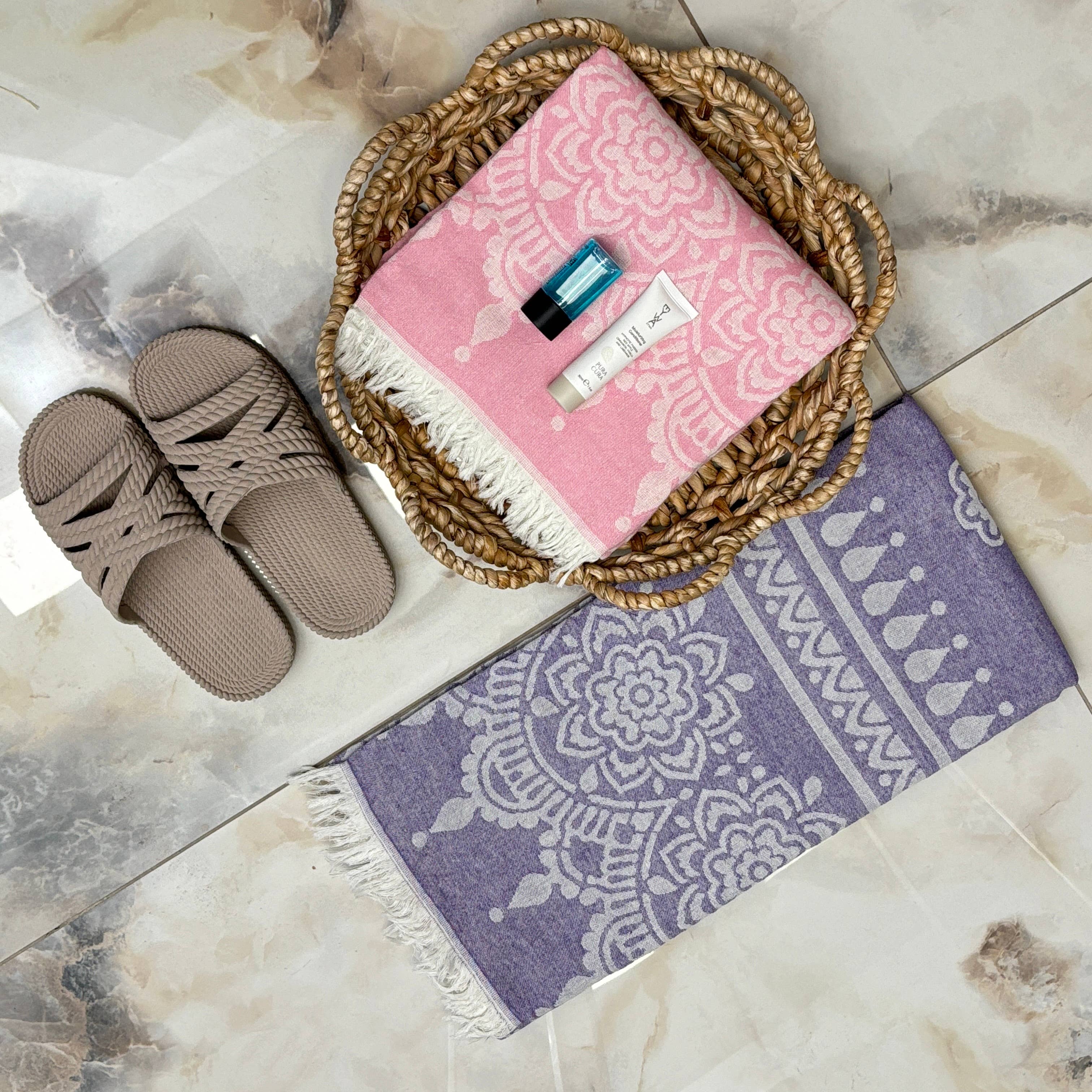 The Loom Wholesale - Wholesale Beach Towel - Floral Motif Turkish Cotton Hammam Towels16