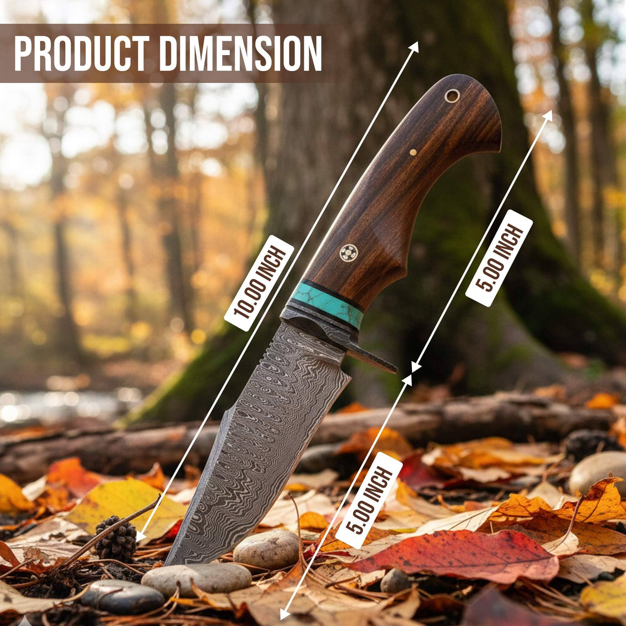 FH KNIVES - Wholesale Pocket Knife/Holder - 10' Handmade damascus steel knife with leather sheath2