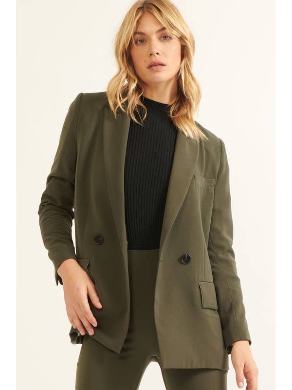 Solid dobbeltradet hak revers blazer for engroshandel hos MintChoco