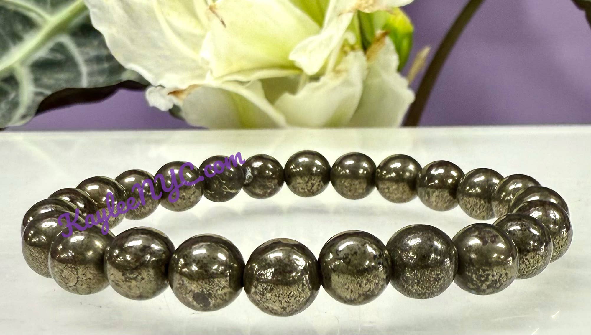 KayleeNYC - Wholesale Beaded Bracelet - Natural Pyrite 8mm 7.5” Crystal Healing Stretch Bracelet6
