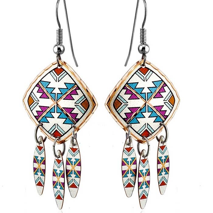 CM 12 Dangle SW Inheemse Amerikaanse Oorbellen voor wholesale door COPPER ARTS INC.