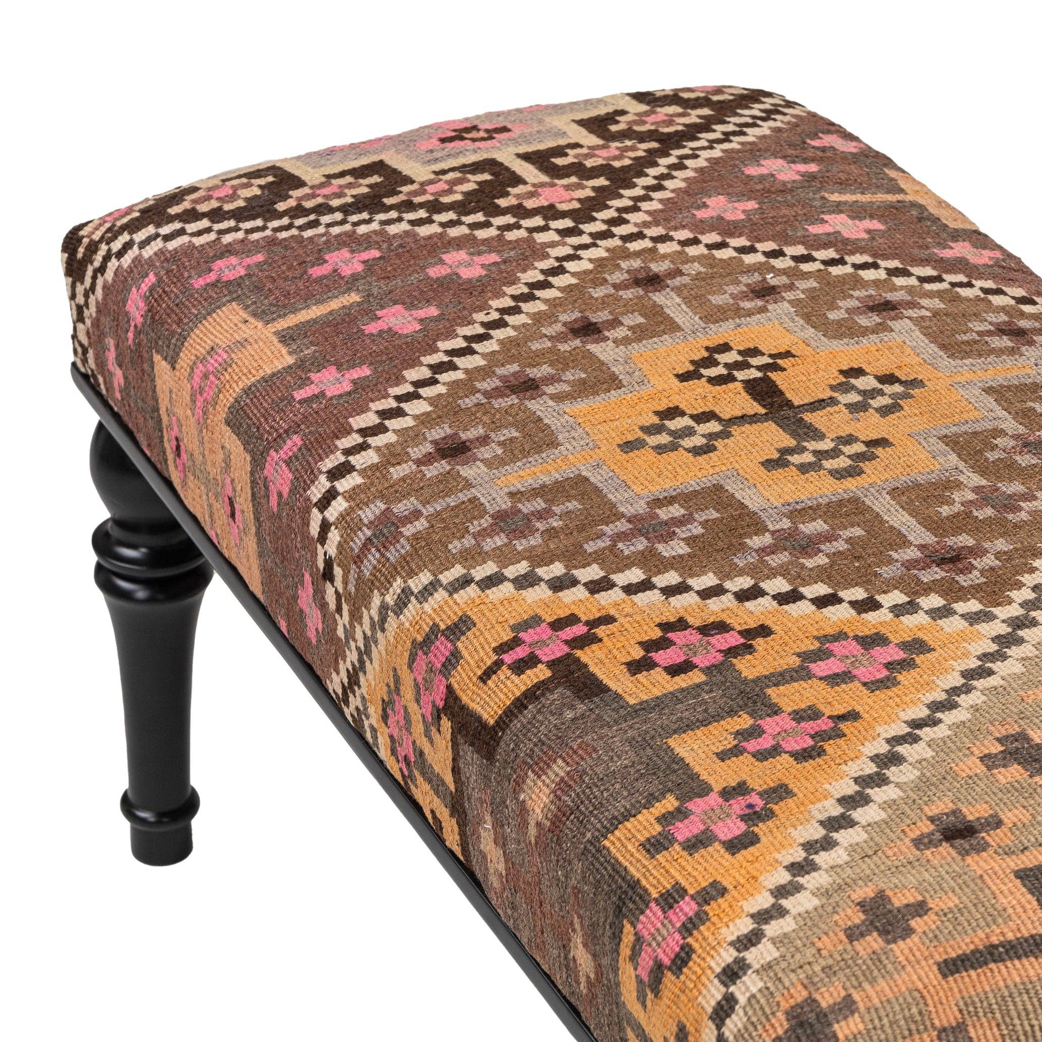 Rugtolia - Wholesale Bench - Vintage Kilim Upholstered Bedroom - Entryway Wooden Bench1