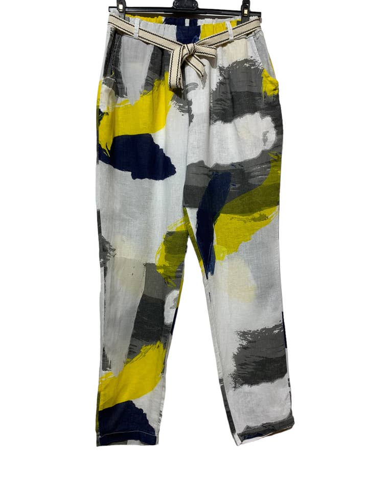 LINEN & COTTON HOUSE - Wholesale Pants - Women's - TROUSER IN LINEN 0541 ABSTRACT PRINT
