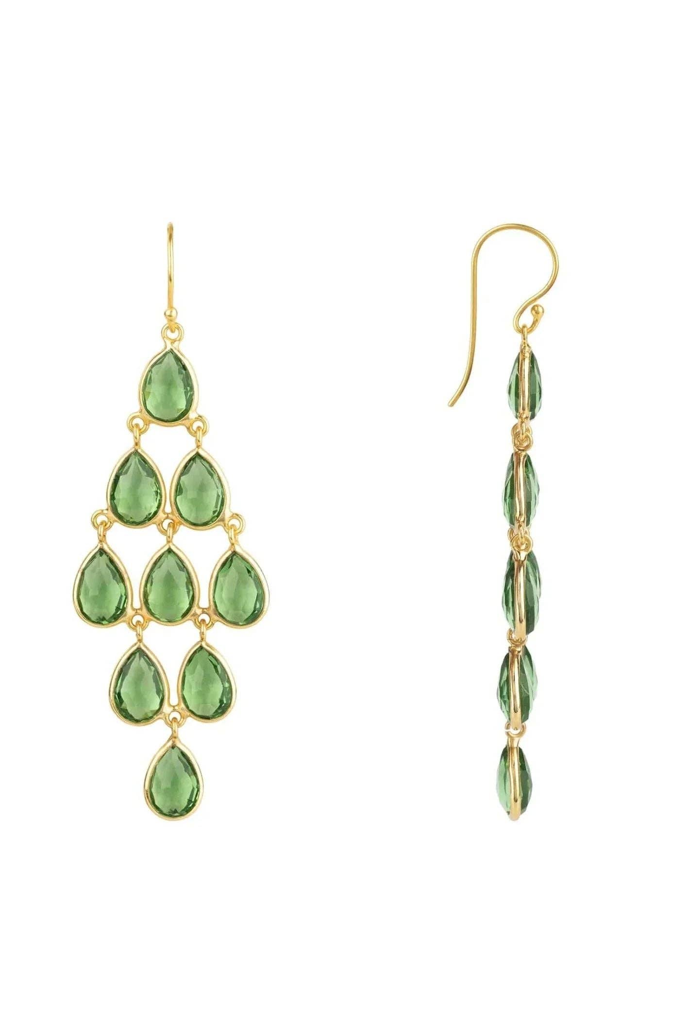 Latelita – wholesale Dangle earrings – Erviola Gemstone Cascade Earrings Gold Peridot2