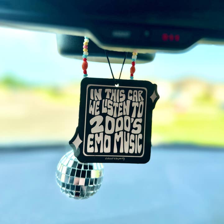 Doodle By Meg - Wholesale Car Freshener - Women's - In This Car We Listen to Emo Music Car Air Freshener - Plum