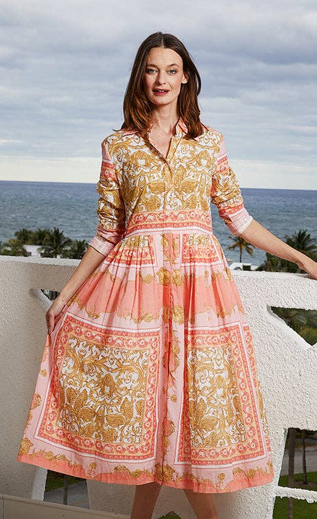 Dizzy-Lizzie - Vente Robe – femme - Robe longueur thé à boutons imprimé à volutes1