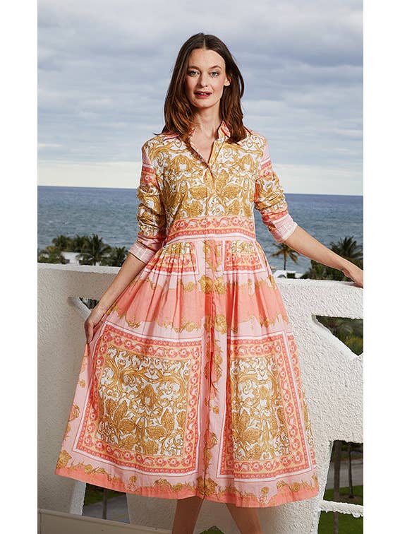 Dizzy-Lizzie - Vente Robe – femme - Robe longueur thé à boutons imprimé à volutes1