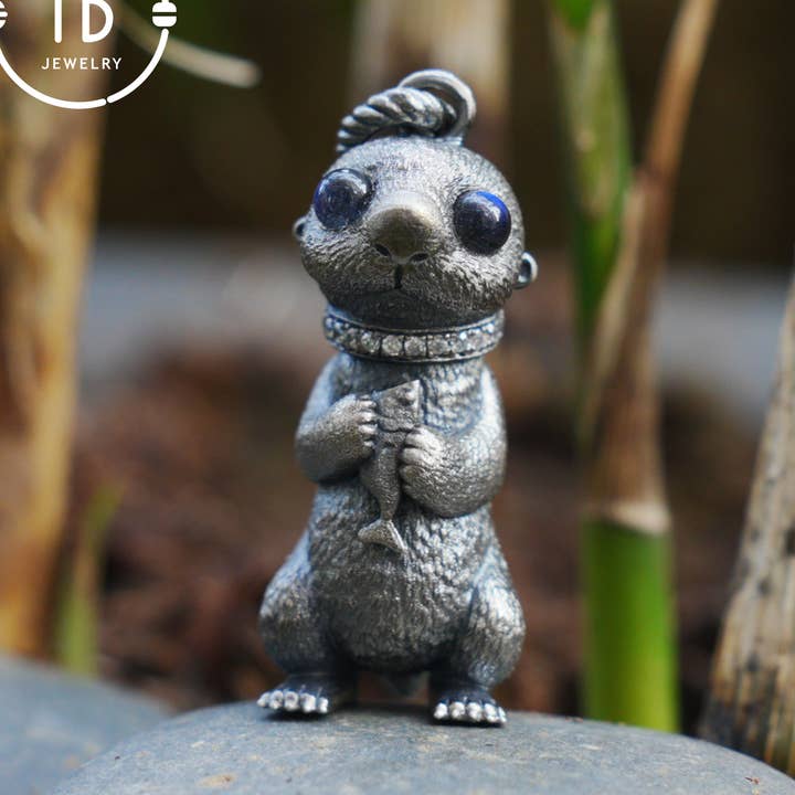 Gotischer Tieranhänger mit Labradorit und Zirkonia in 925er Silber, handgefertigte Vintage-Halskette im Märchenstil, Geschenk für sie für den Großhandel von idjewelry