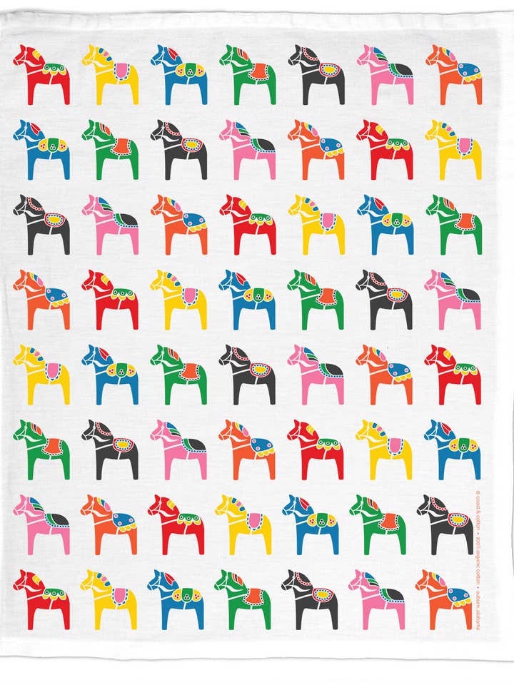 Dala Horses, økologisk bomulds viskestykke for engroshandel hos Coast & Cotton