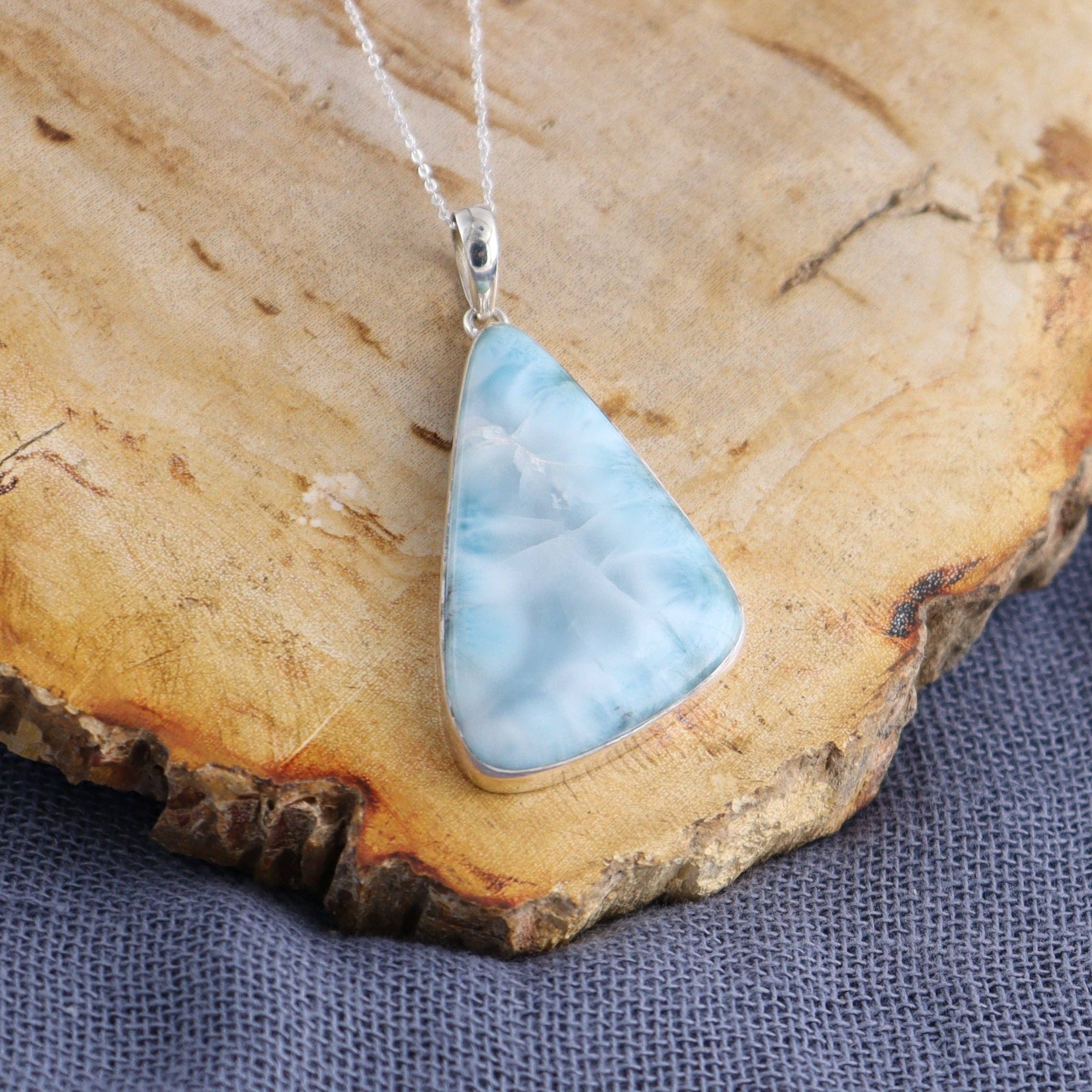 Mi Esperanza Minerals – wholesale Individual charm/pendant – One Large Larimar Sterling Silver Pendant (chain not included)0