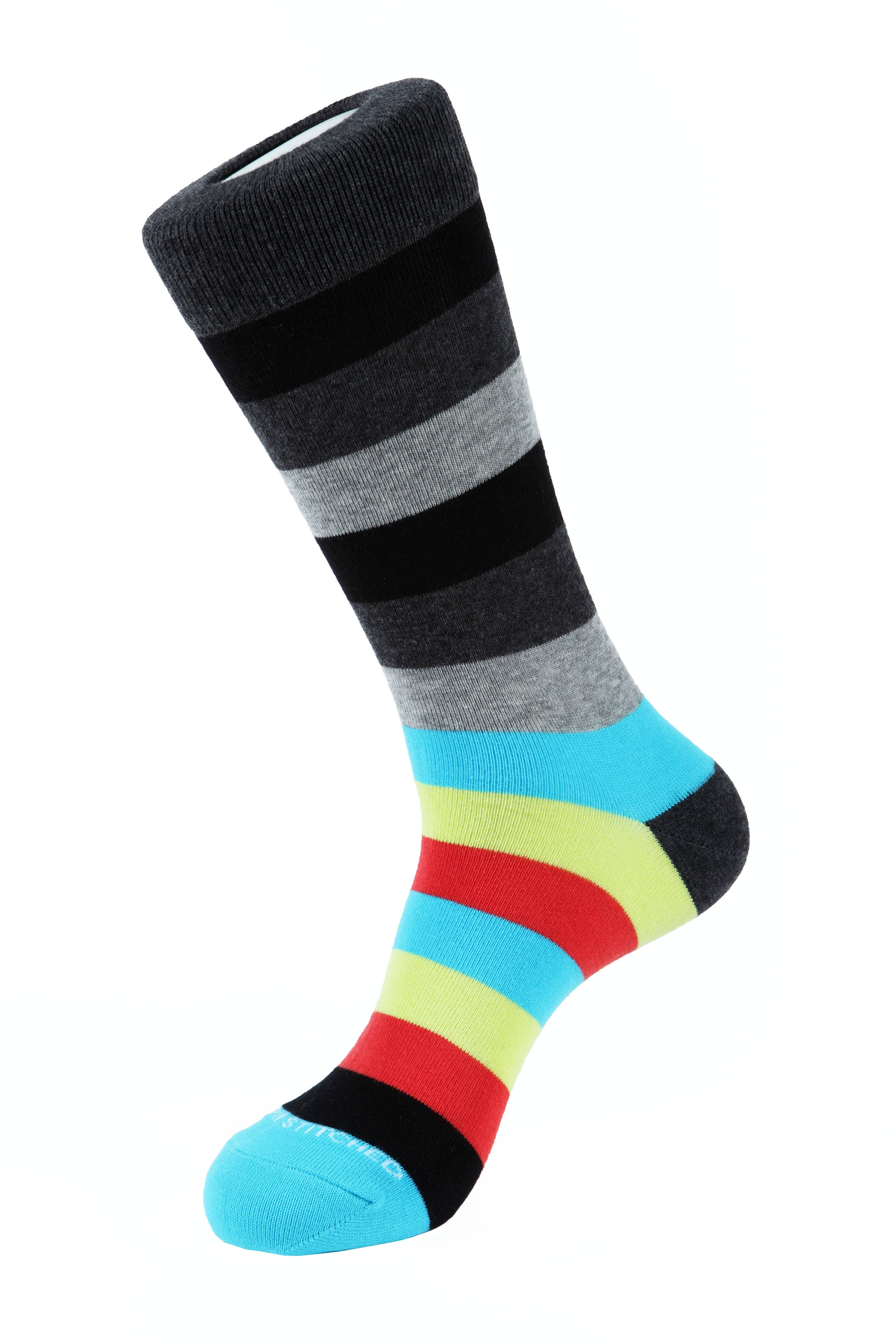 Blue Orange Red Thick Stripe Socks for wholesale on Faire1