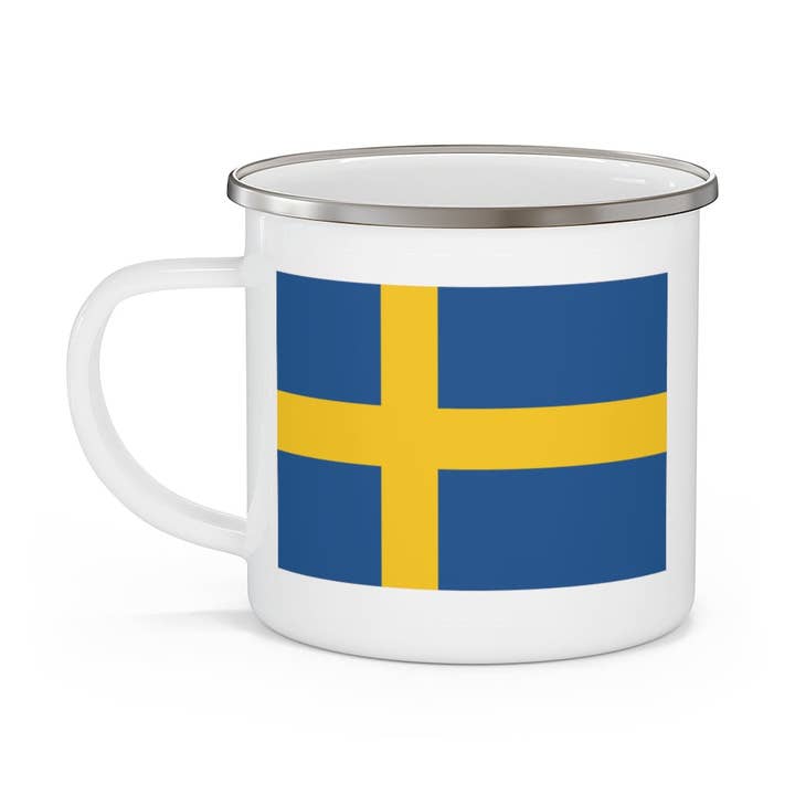 Swedish Flag Camping Mug for wholesale by Scandinavian Design Studio
