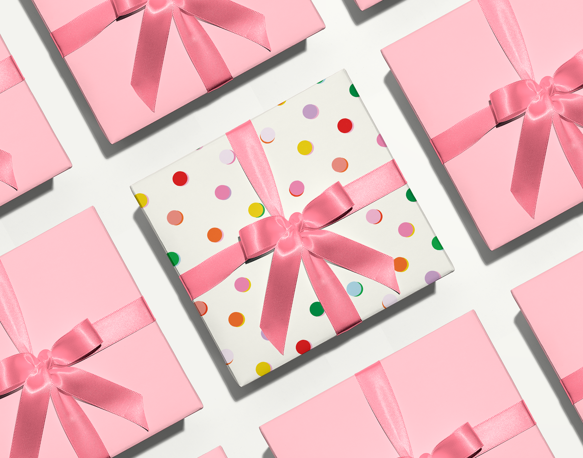 Bon Femmes - Wholesale Flat Wrap - Multicolor Polka Dot Wrapping Paper Set of 32