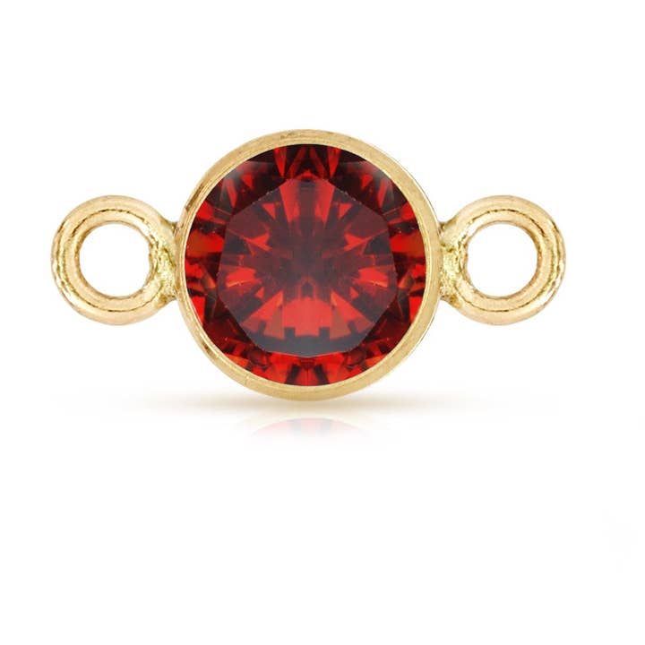 Garnet January Birthstone CZ Bezel Connector 14Kt Gold Filled 4mm - 2pcs for wholesale by Plazko