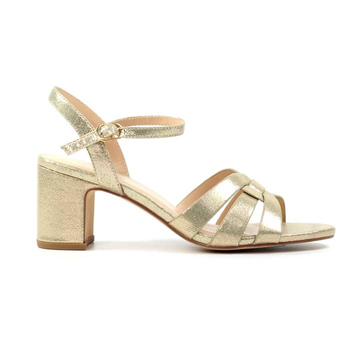 Utah Gold Block Heel Sandal for wholesale by Lunar Shoes