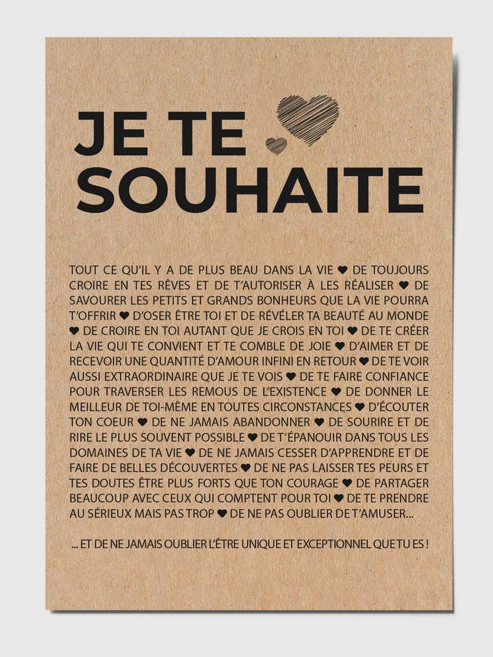 Carte postale "Je te souhaite" pour la vente par HappyWeSisters
