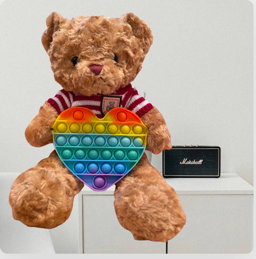 AlexisandGreenberg – wholesale Stuffed/plush toy – Kids & baby – Fidget Teddy Bear Plush with Fidget Heart !1