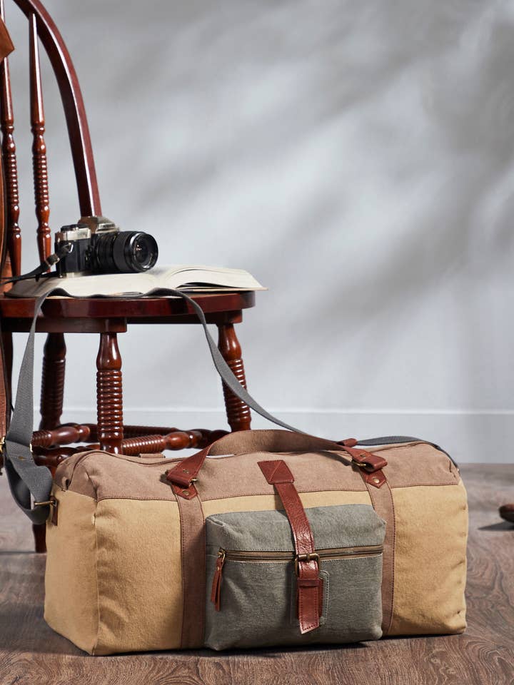 Sebastian Up-Cycled Canvas Women's Weekender Duffle Bag for wholesale by Mona B.