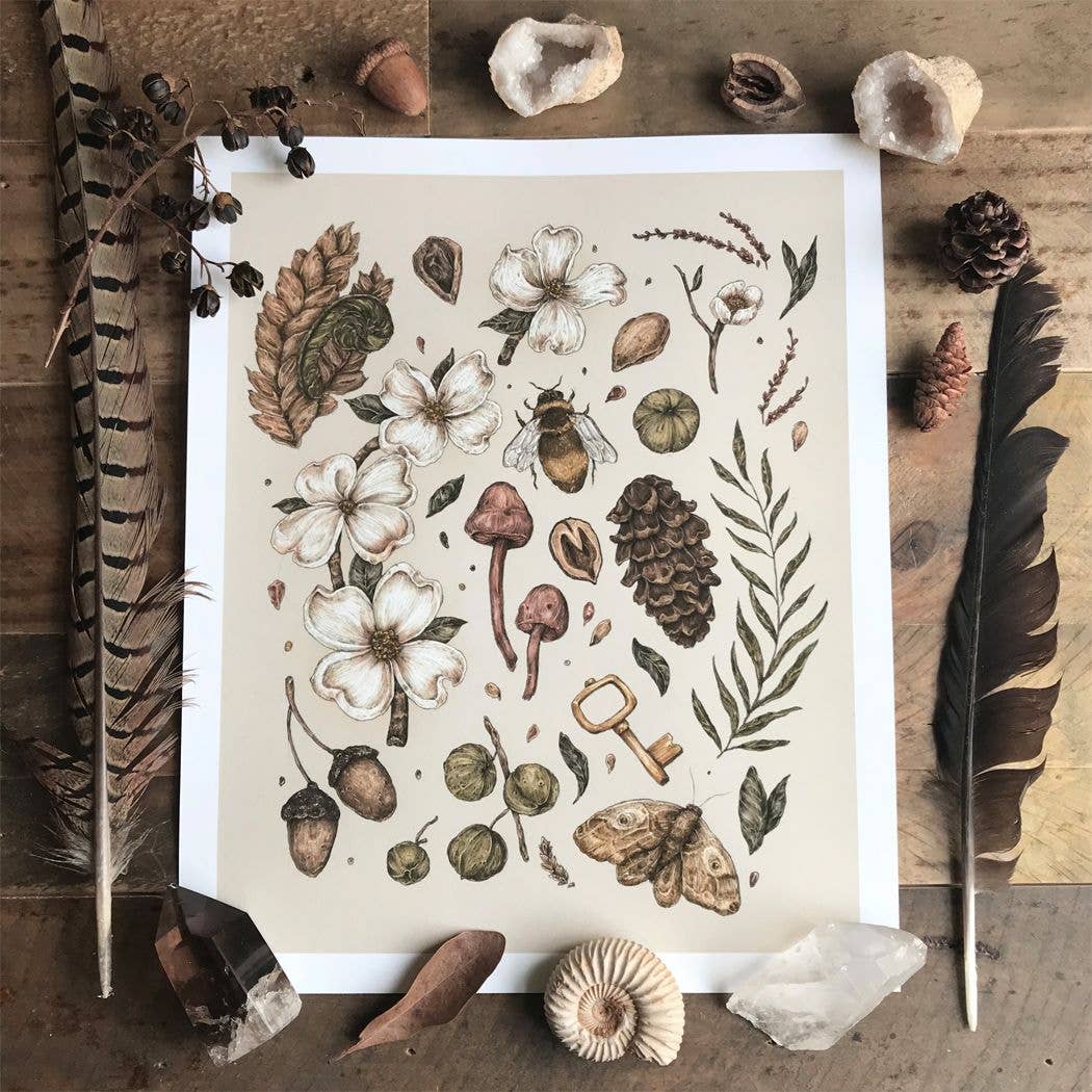 Jessica Roux Illustration - Wholesale Art Print - Nature Walks Light Print1