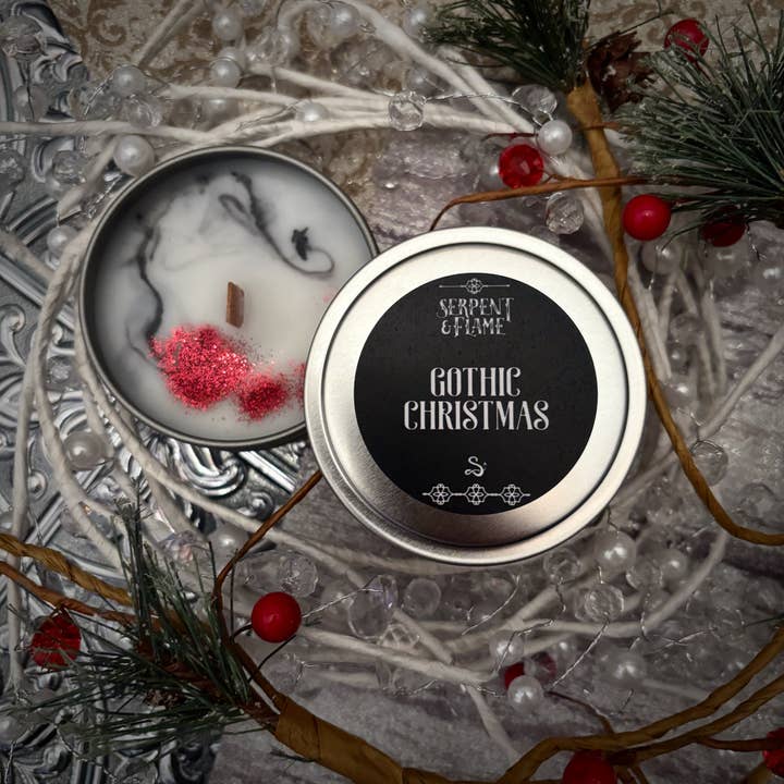 Gothic Christmas Candle, Juniper, Red Currant, Pine for wholesale by Serpent & Flame Candle Co.