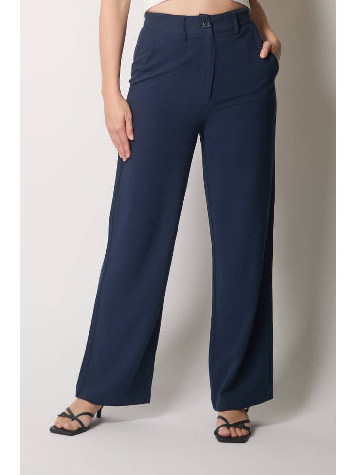 SOLO – wholesale Pants – Women's – Linen Trousers - Navy1