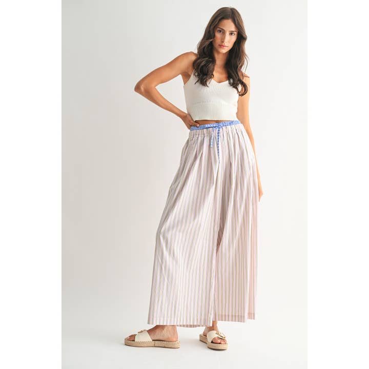 PINK STRIPE STRIPED WIDE-LEG TROUSERS for wholesale on Faire