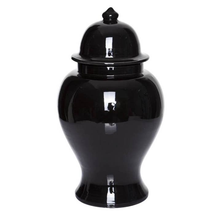 Temple vase ceramic black height 43 cm ceramic vase with lid for wholesale by Signature Home Collection GmbH