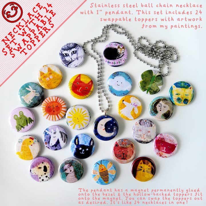 Necklace Set with 24 Interchangeable Toppers for wholesale by Art by Sarah Kiser
