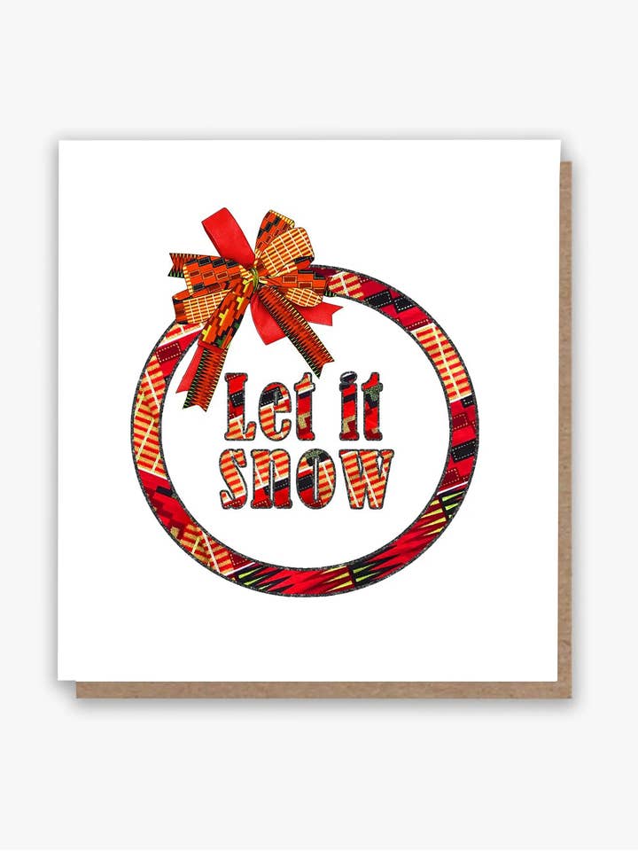 Let It Snow! Kente Wreath Card for wholesale by All Shades