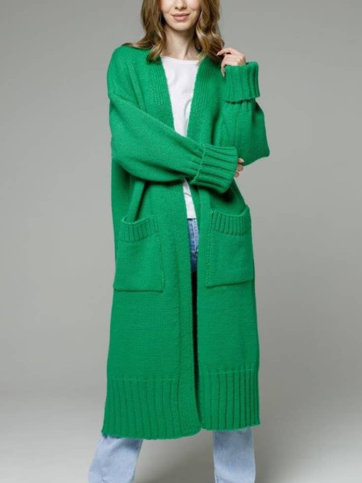 Rosa Clothing - Wholesale Cardigan - Women's - Casual Roll Up Sleeves Baggy Long Knitted Cardigan1