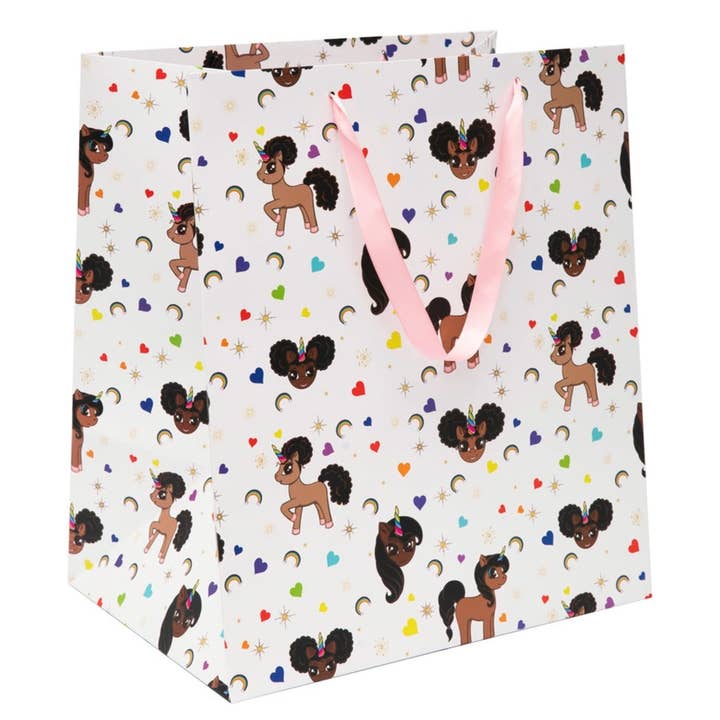 Gift Bag - White Signature Print Large Vertical for wholesale by YOUnicorn Kidz