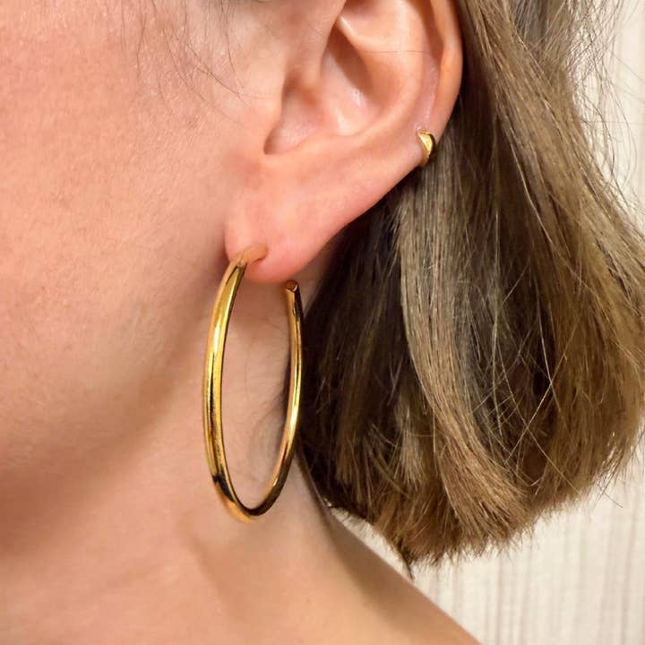 Everyday Large Classic Gold Hoops for wholesale by Little Nell Jewellery