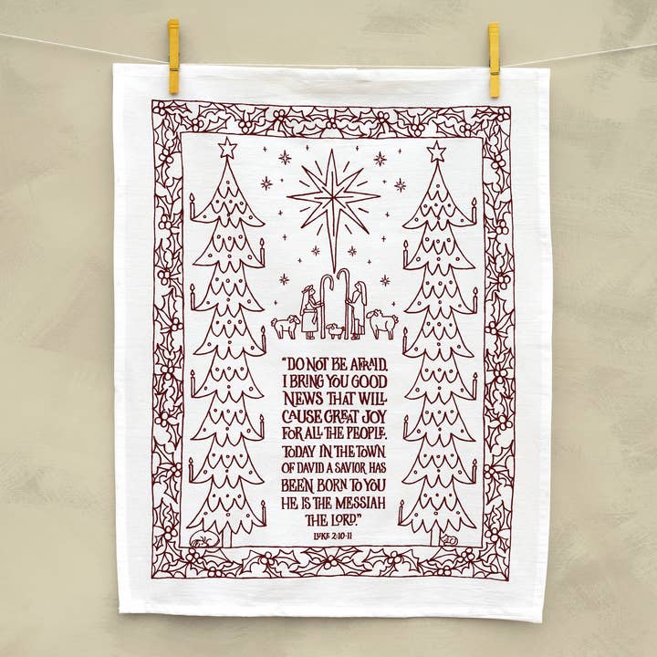 Little Things Studio - Wholesale Tea Towel - Great Joy for All the People Christmas Tea Towel1