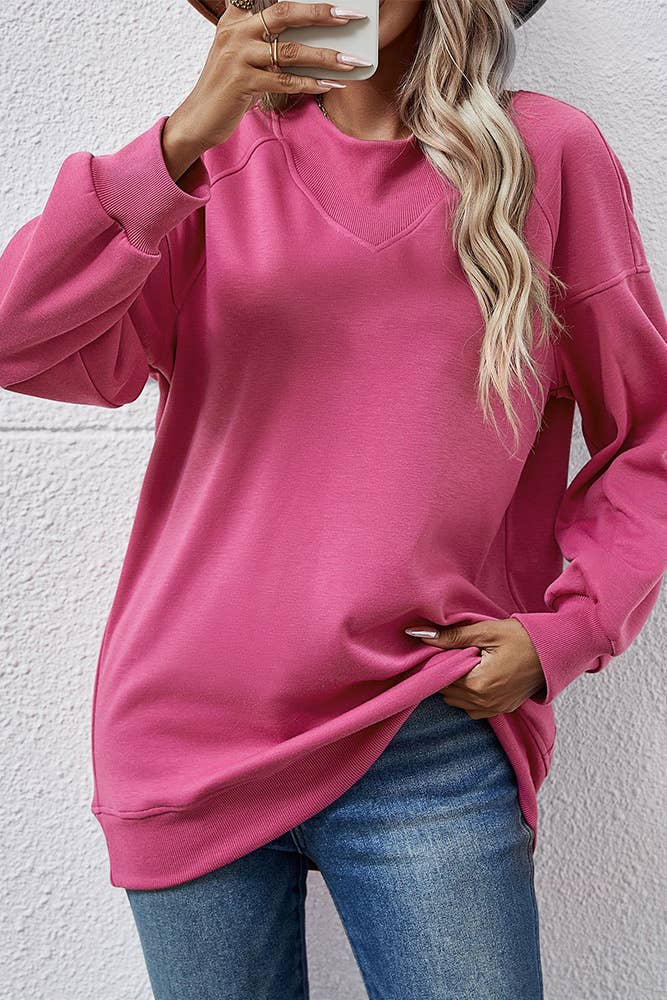 UNISHE – wholesale Sweatshirt – Women's – Plain Splicing Crew Neck Sweatshirt BBYS0335