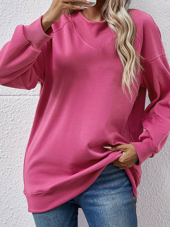 UNISHE – wholesale Sweatshirt – Women's – Plain Splicing Crew Neck Sweatshirt BBYS0335
