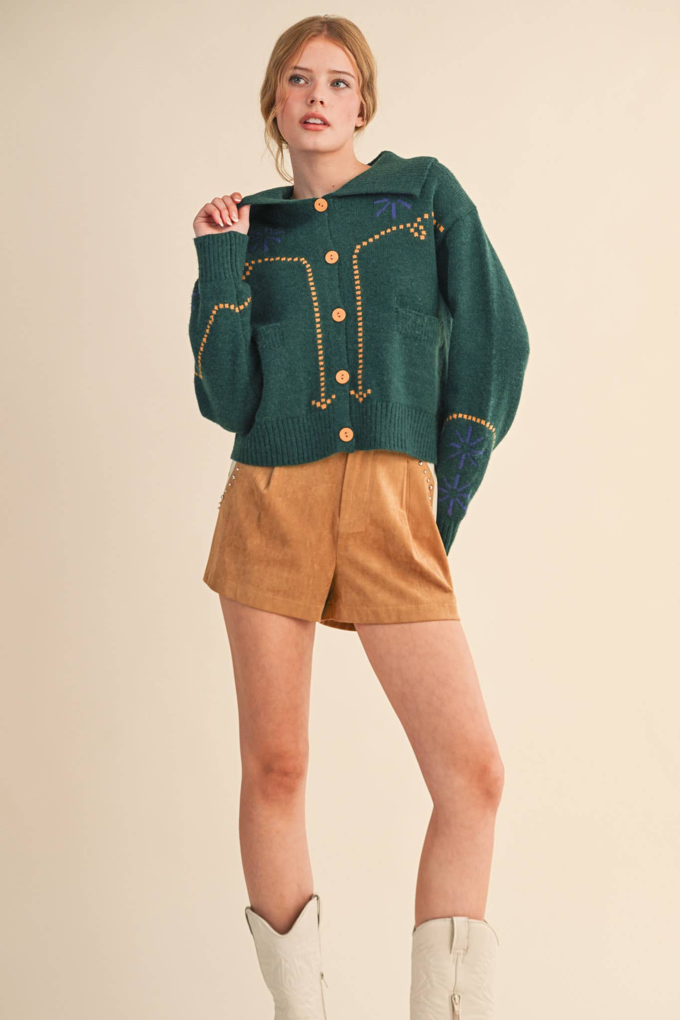 &MERCI - Wholesale Cardigan - Women's - WESTERN DESIGN SWEATER CARDIGAN MSW1121716