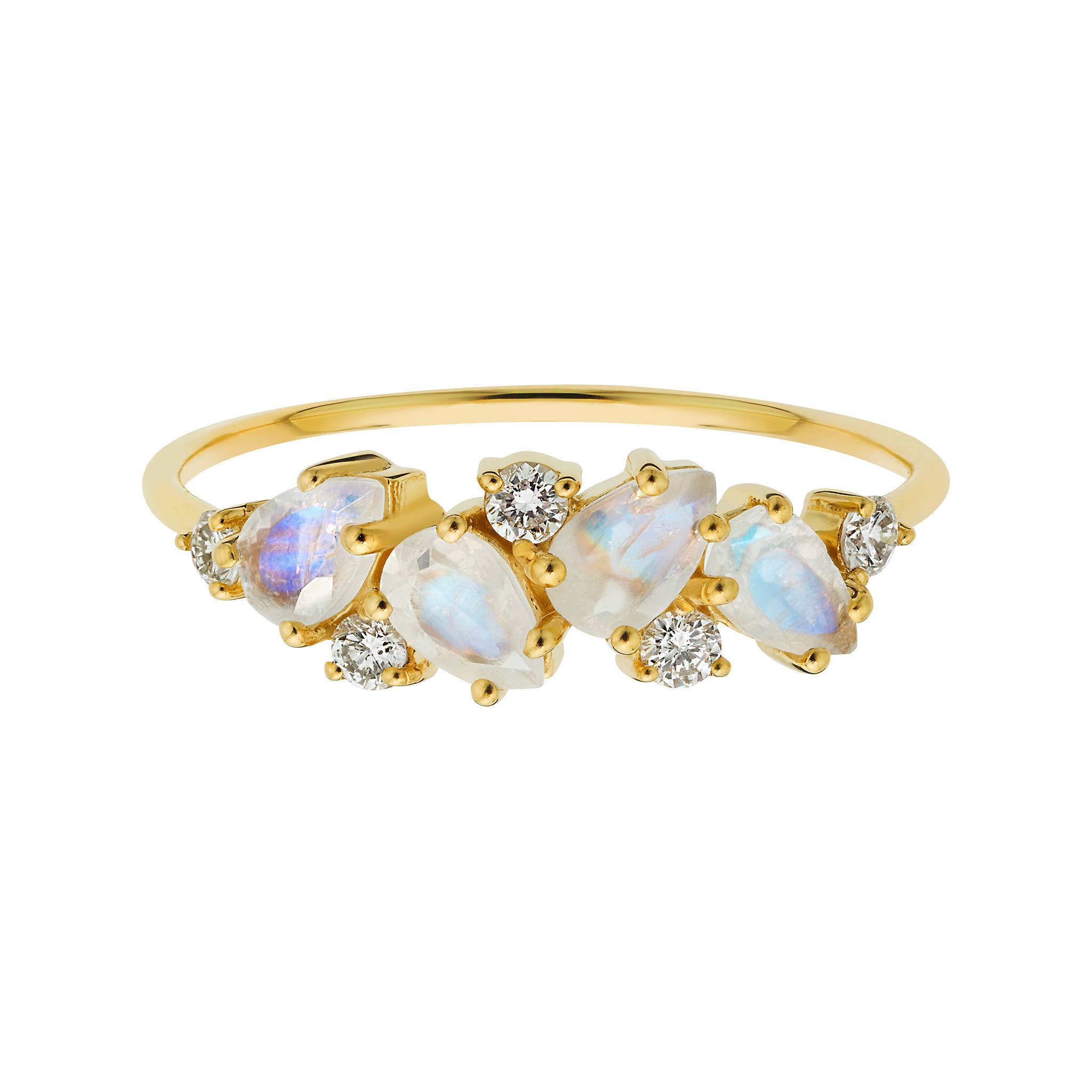 La Kaiser - Vendita all'ingrosso Anelli multipietra - Woodland Fairyta in oro massiccio 14 kt con pietra di luna arcobaleno e diamante