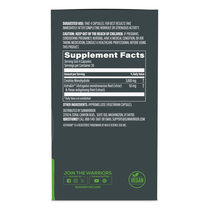 Sunwarrior - Wholesale Oral Supplement/Vitamin - Sunwarrior Active Creatine 3000 & AstraGin - Recovery 2