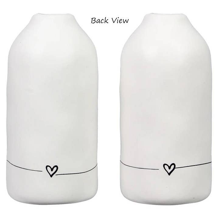Will's Company - Wholesale Vase - White Ceramic Bud Vase with Embossed Heart Design - 2 styles1