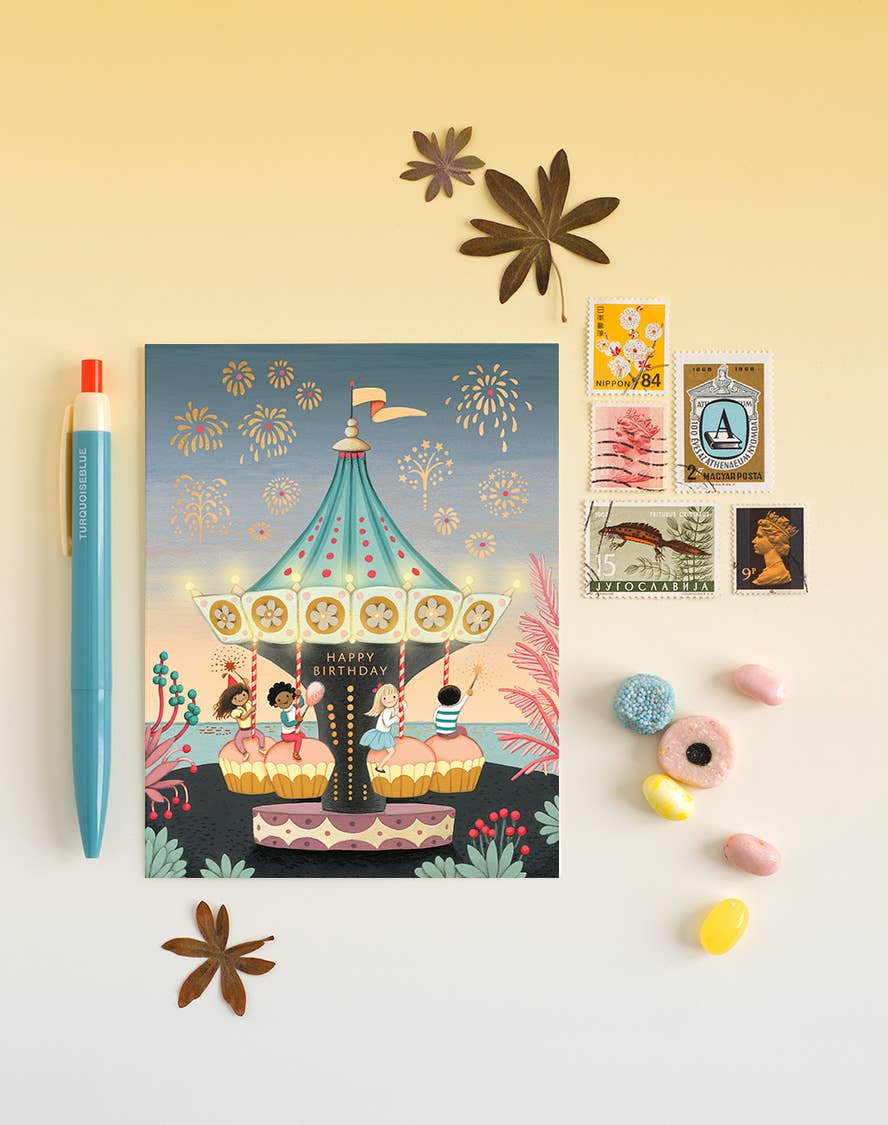 JooJoo Paper - Wholesale Birthday Card - Carousel Birthday Greeting Card1