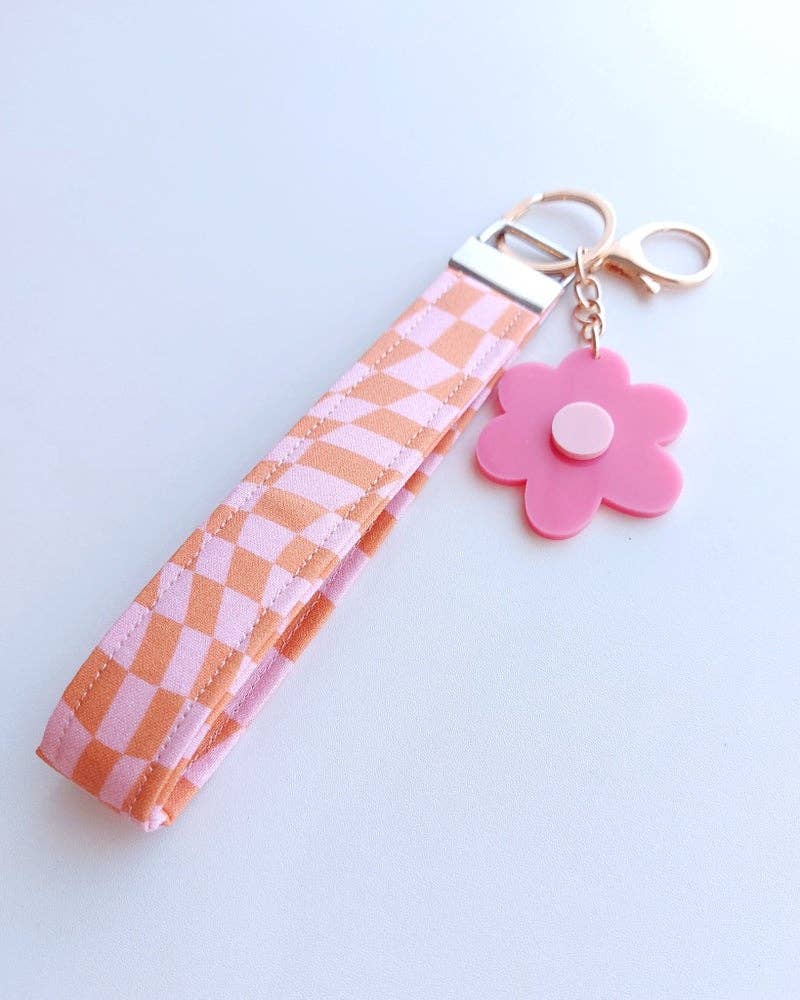 Kiki & Co. - Wholesale Keychain – Women's - Keychain- Pink/Orange checkerboard1