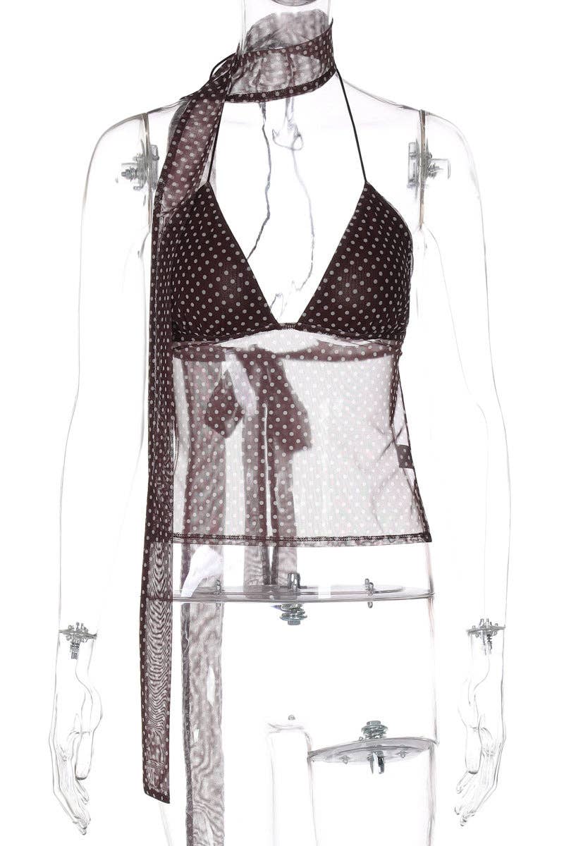 Mccolin - Wholesale Tank Top - Women's - Polka Dot Halter Tank Top7