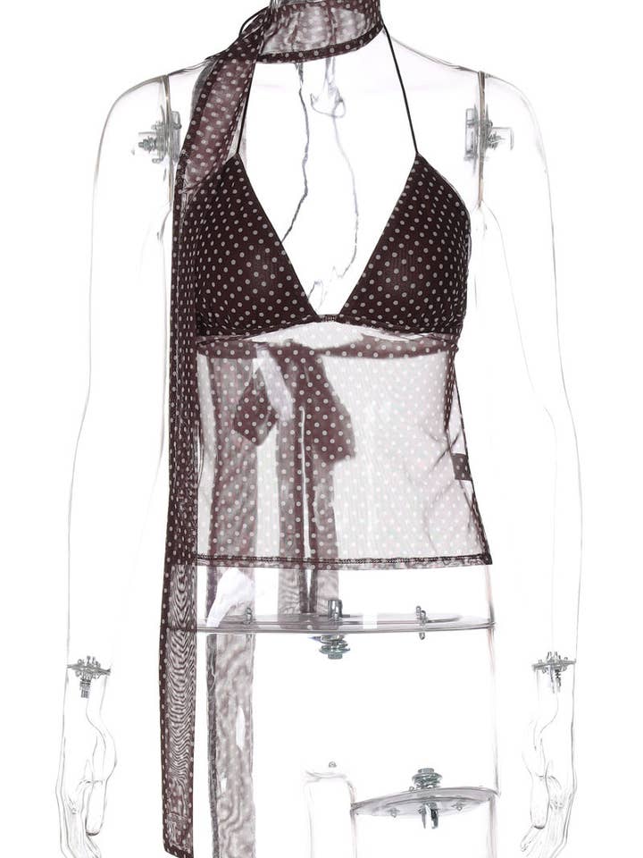 Mccolin - Wholesale Tank Top - Women's - Polka Dot Halter Tank Top7