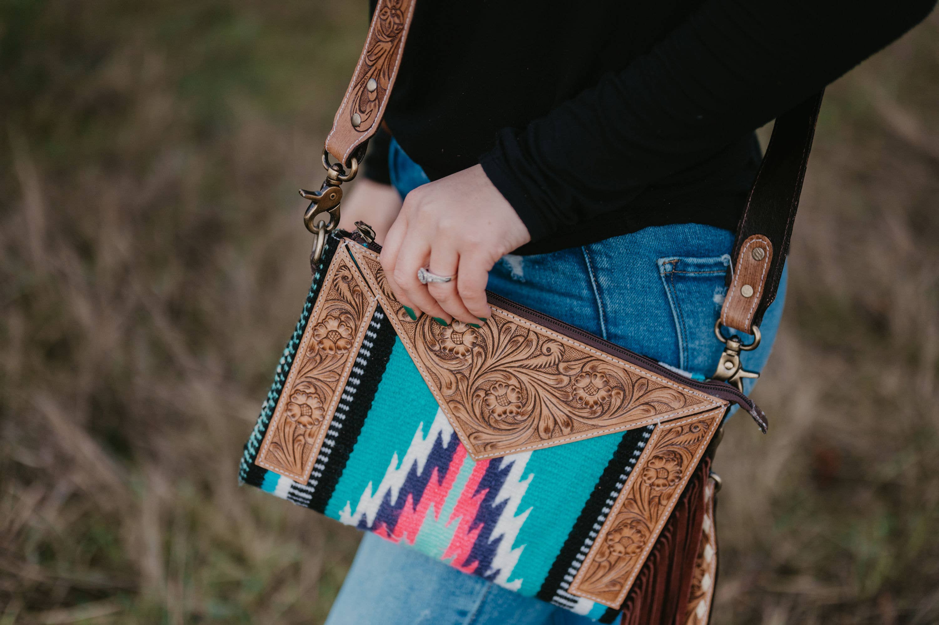 Hand-tooled Leather Clutch Large envelope Brown -   Hand tooled leather,  Tooled leather handbags, Leather tooling