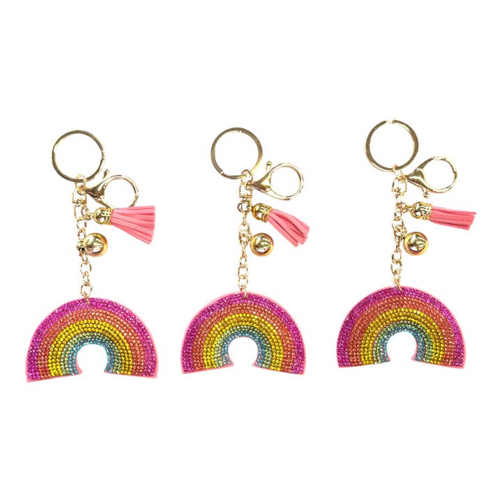 ONE COLOR Rhinestone Rainbow Key Chain KC301-19. (12PC) for wholesale on Faire3